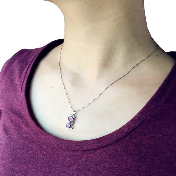 ❤️4 for $20 Sale❤️Cute  Purple cat Necklace - Picture 4 of 4